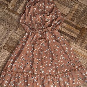 Blue Rain Pink Cowl Neck Sundress